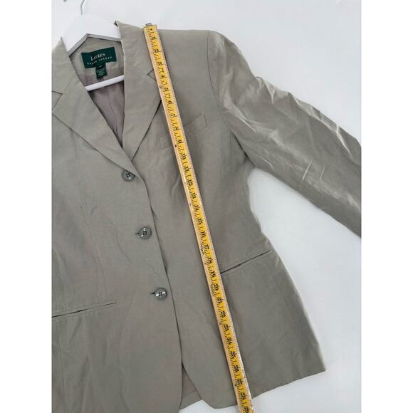 Vintage Ralph Lauren Pants Suit Womens 8/10 Gray Silk Linen 90s Pockets Pleated - Picture 6 of 16